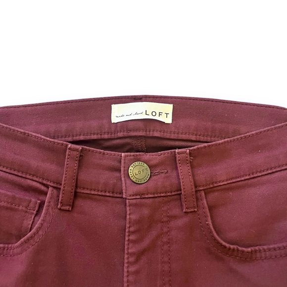 LOFT Made and Loved Burgundy Maroon Soft Skinny Pants Jeans size 2P | 26 Petite - Picture 6 of 8
